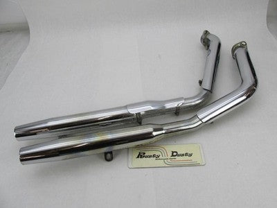 Set of Harley-Davidson Chrome EVO Drag Exhaust Pipes with Baffles