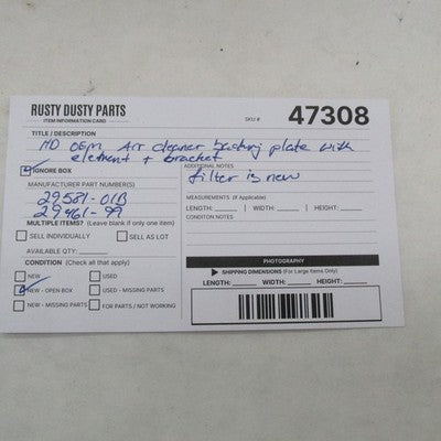 Harley OEM Air Cleaner Backing Plate Base Plate w/ Element + Bracket 2