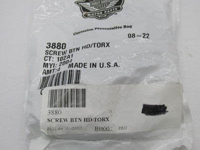 Lot of 4 Harley Davidson Genuine NOS Torx Button Head Screw 3880