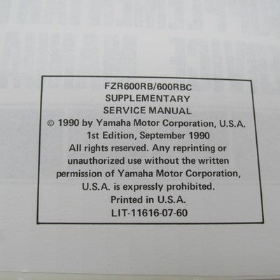 Yamaha FZR600W-L 89-99 OEM Service Manual LIT-11616-FZ-00 3HH-28197-13