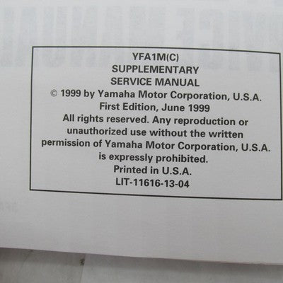 Yamaha YFA1M(C) Supplementary Service Manual LIT-11616-13-04