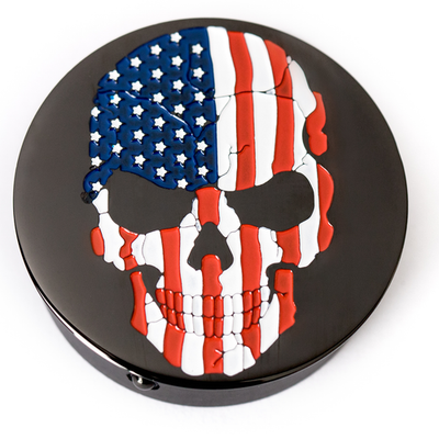 FIGURATI DESIGNS Swing Arm Covers Red/White/Blue Flag Skull - Custom -