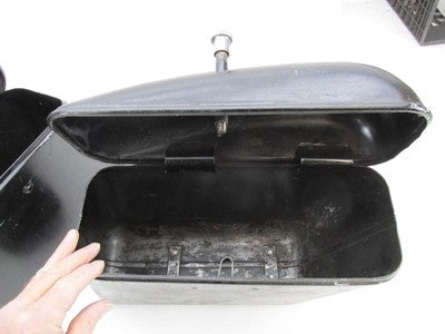 Pair of Vintage Black Metal Motorcycle Police Style Saddlebags 15"x5"x