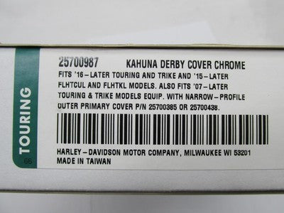 Harley-Davidson Genuine OEM NOS Kahuna Derby Cover, Chrome 25700987