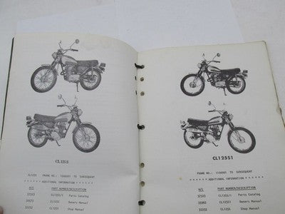 Honda Official Factory 1973 CL125S1 Motorcycle Service Parts Catalog B