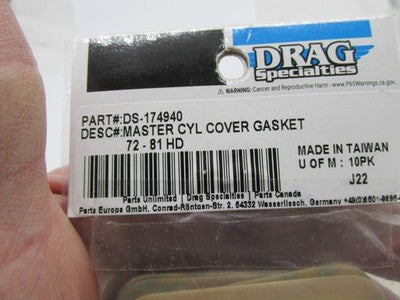 Lot of 8 Drag Specialties NOS Master Cylinder Cover Gasket DS-174940