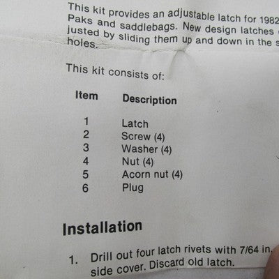 AMF Harley Davidson OEM NOS Tour pack Latch Lock Service Kit 53513-82A