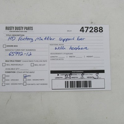 Harley OEM 12-16 Dyna Switchback FLD Muffler Support Bar w/ Hardware 6