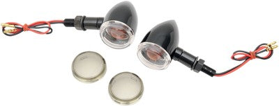 Drag Specialties Gloss Black Mini Deuce Marker Lights Clear/Smoke Stud