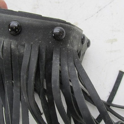 Harley OEM Gloss Black Rider D Footboards w/ Studded Leather Fringe 51