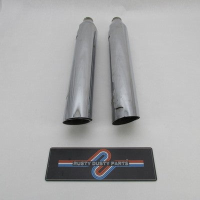 Pair of Harley OEM Softail Chrome Catalyst Mufflers w/ Shields 65872-0