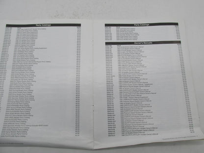 Harley Davidson Buell 2006 Technical Literature List HandBook