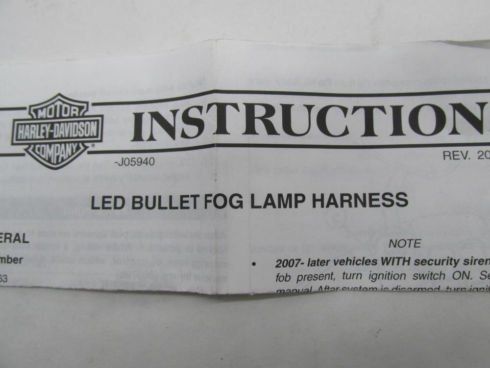 Harley Davidson Genuine NOS LED Bullet Fog Lamp Wiring Harness 6920086
