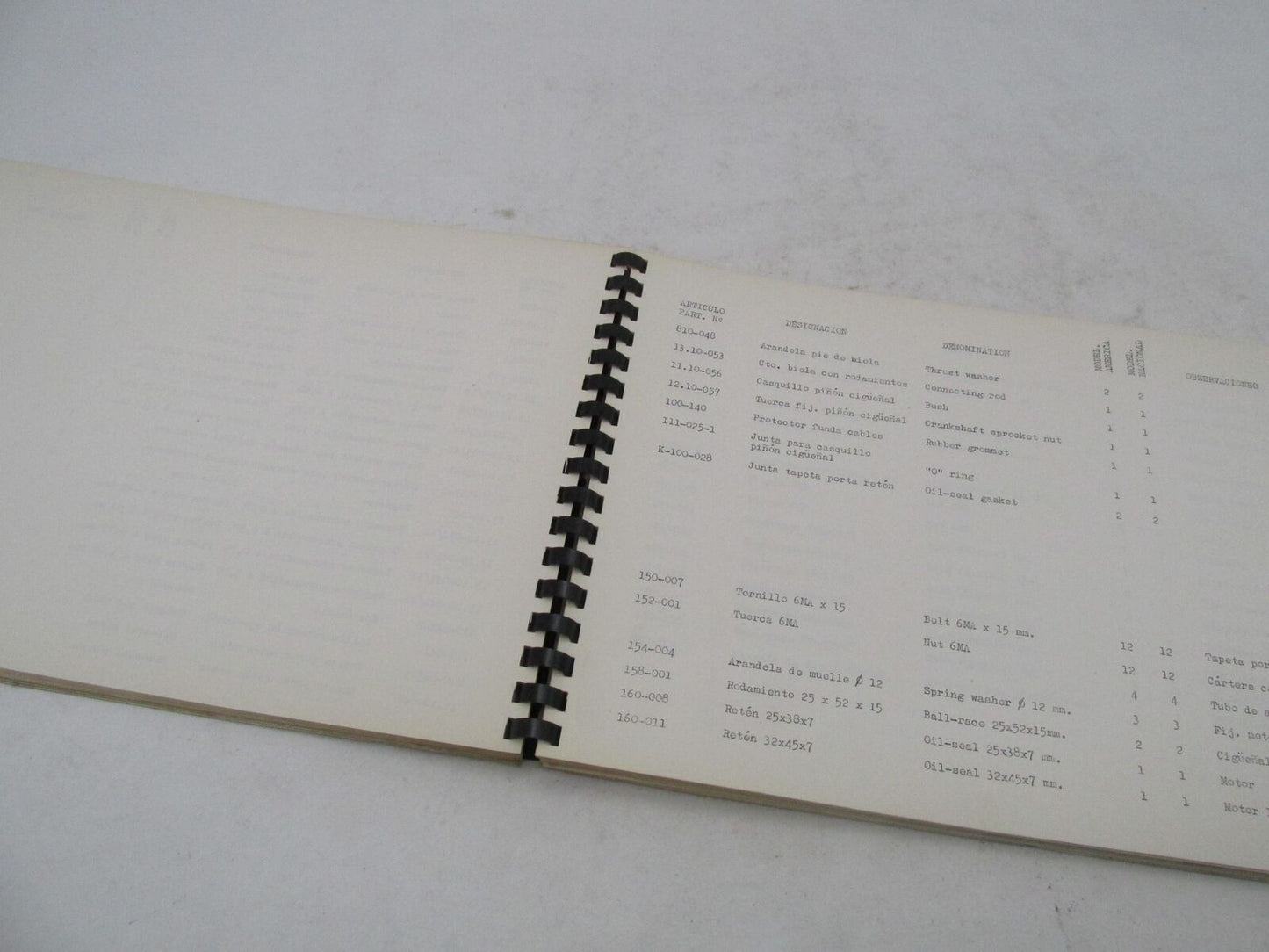 Bultaco Factory Campera 4 Speed Motorcycle Catalog Parts List Book