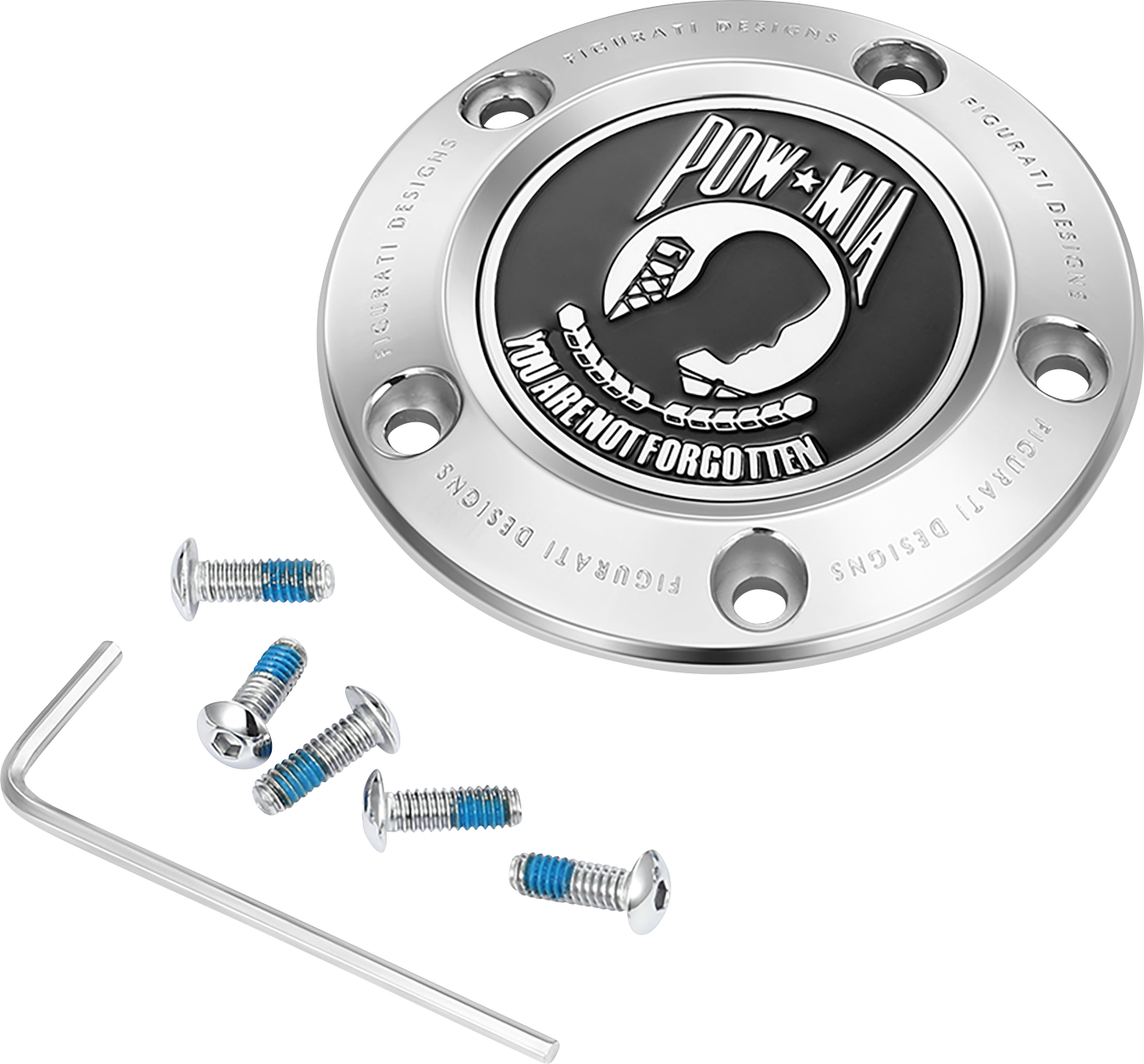 FIGURATI DESIGNS Timing Cover 5 Hole Stainless Steel POW MIA FD50-TC-5H-SS