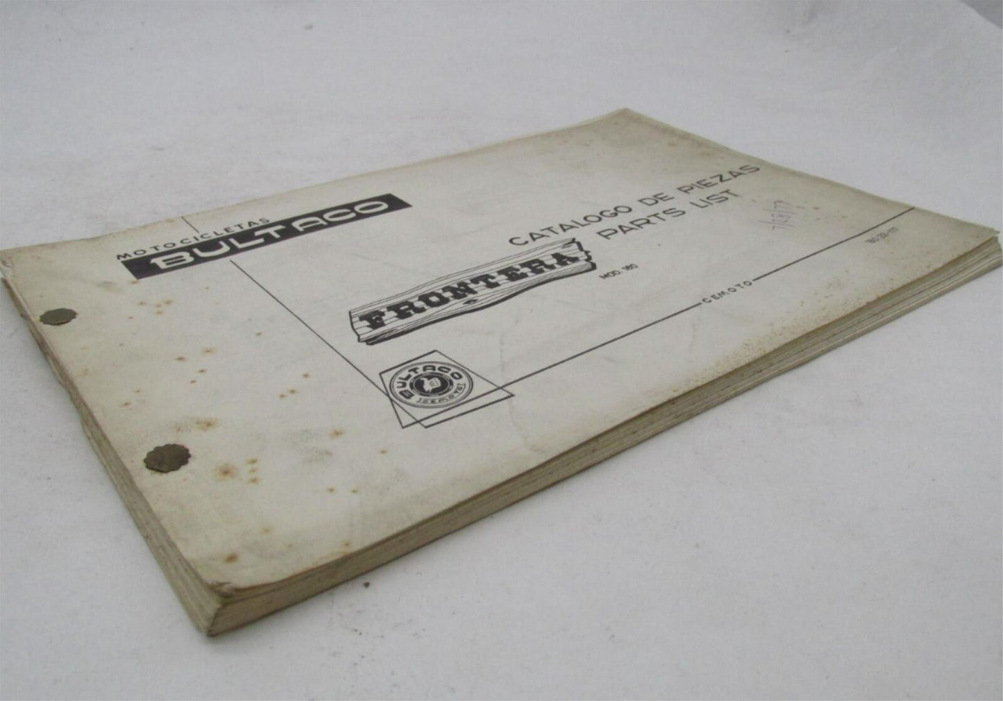 Bultaco Original Factory Frontera 180 Catalog Parts List 180.32-117