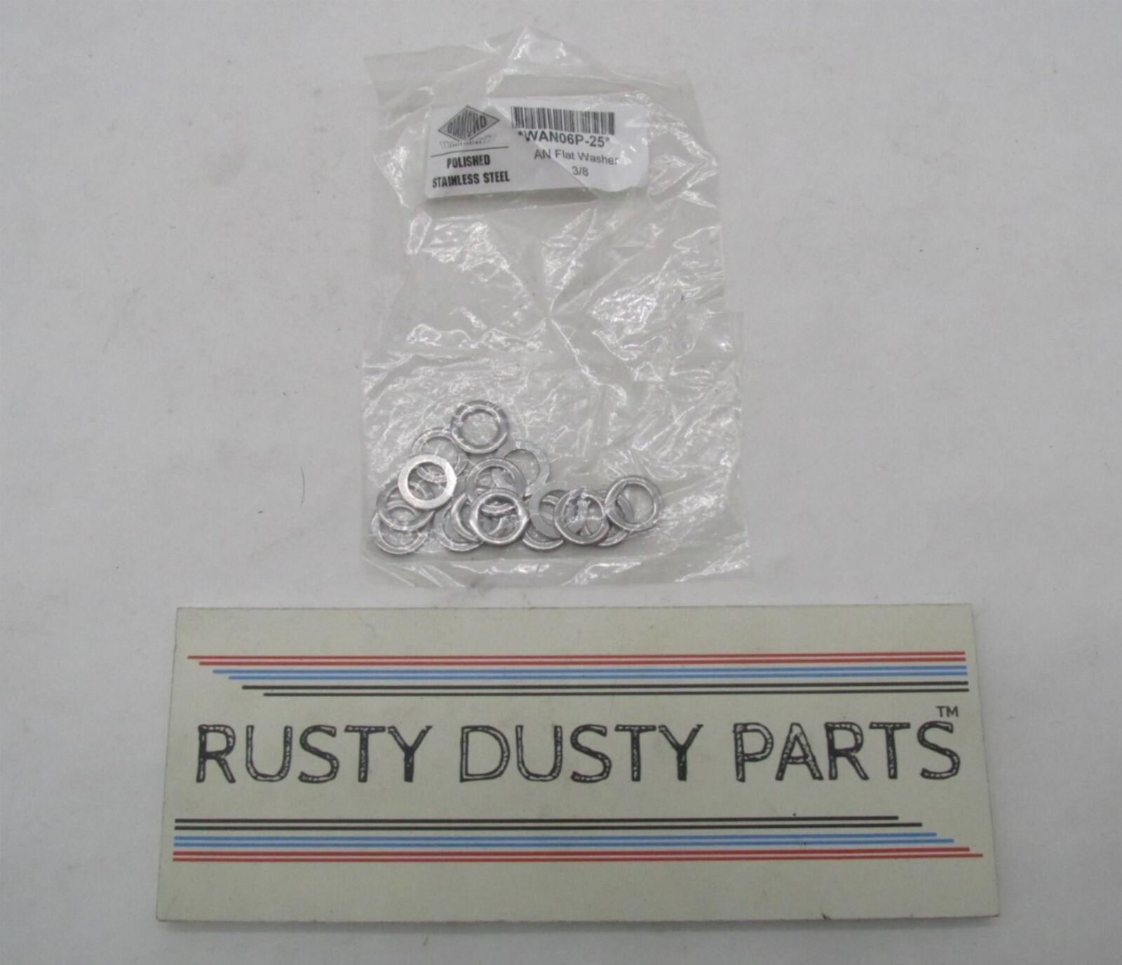Lot of 15 Diamond Polished Stainless Steel Flat Washers WAN06P-25