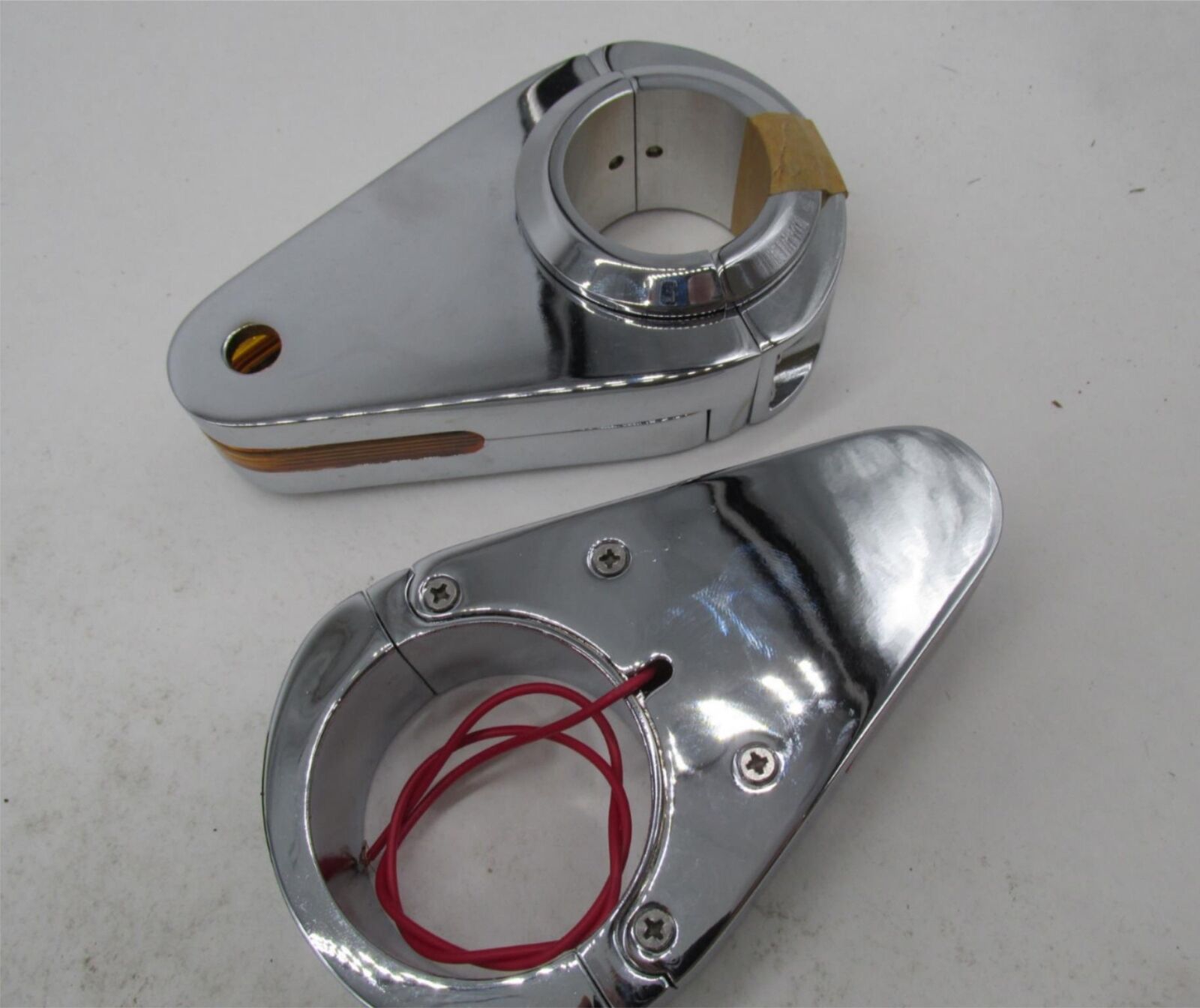 Pair of Highway Hawk Motorcycle 56MM Chrome Fork Leg Spotlight Brackets 68-612