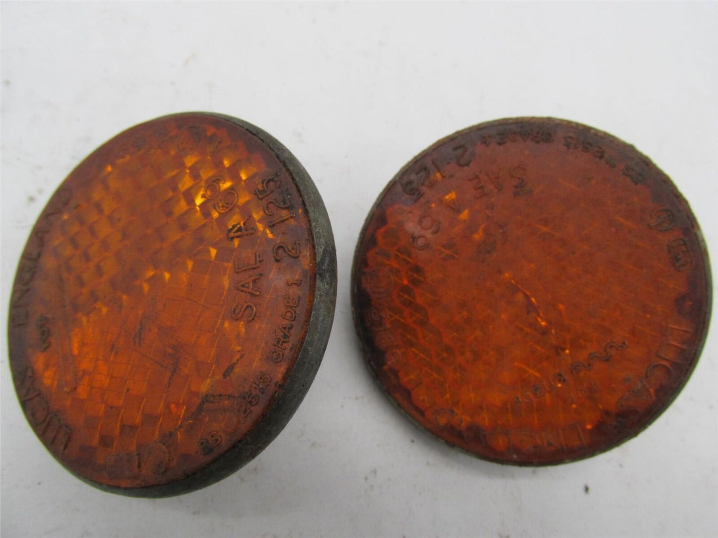 Pair of Vintage Original Lucas 1971 Amber Reflectors BSA Triumph RER-14