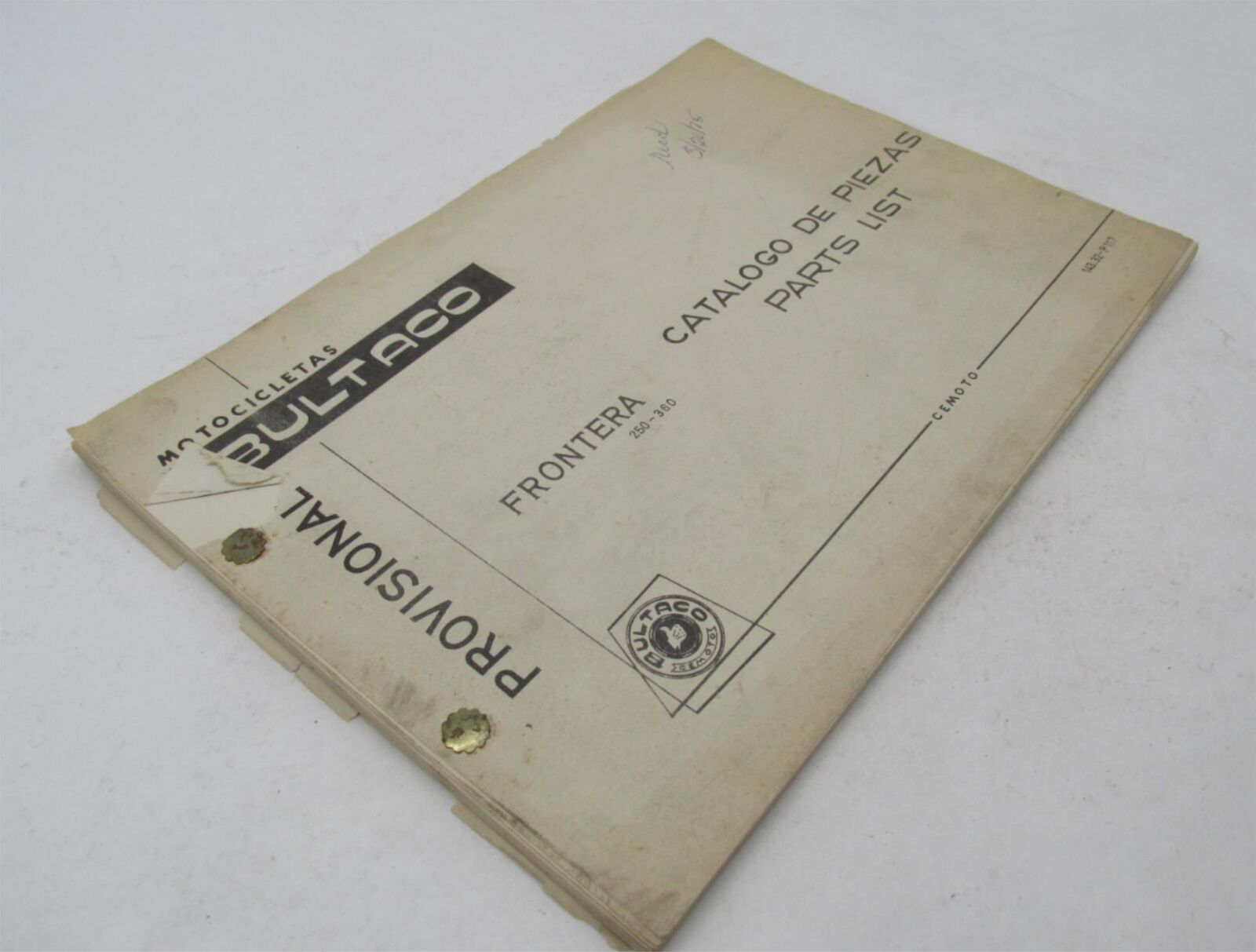 Bultaco Original Provisional Frontera 250-360cc Parts Catalog List 143.32-P117