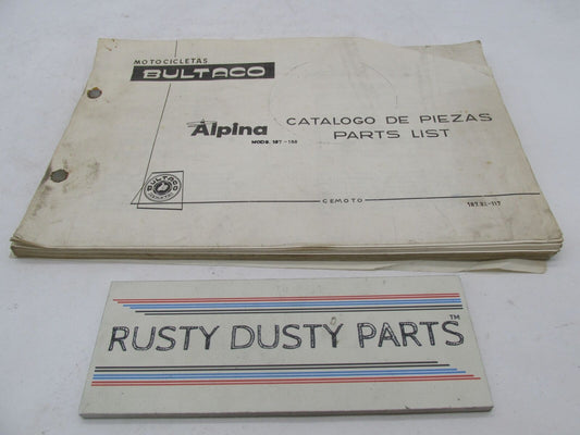 Bultaco Original Factory 1976 Alpina 187-188 Catalog Parts List 187.32-117