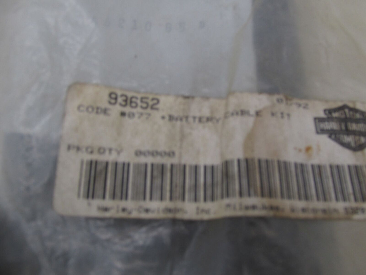 Harley Davidson Genuine NOS Code 077 Battery Cable Kit 93652