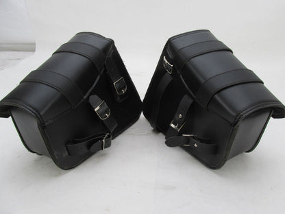 Pair of Synthetic Leather Universal Motorcycle Saddlebags Harley Honda Yamaha