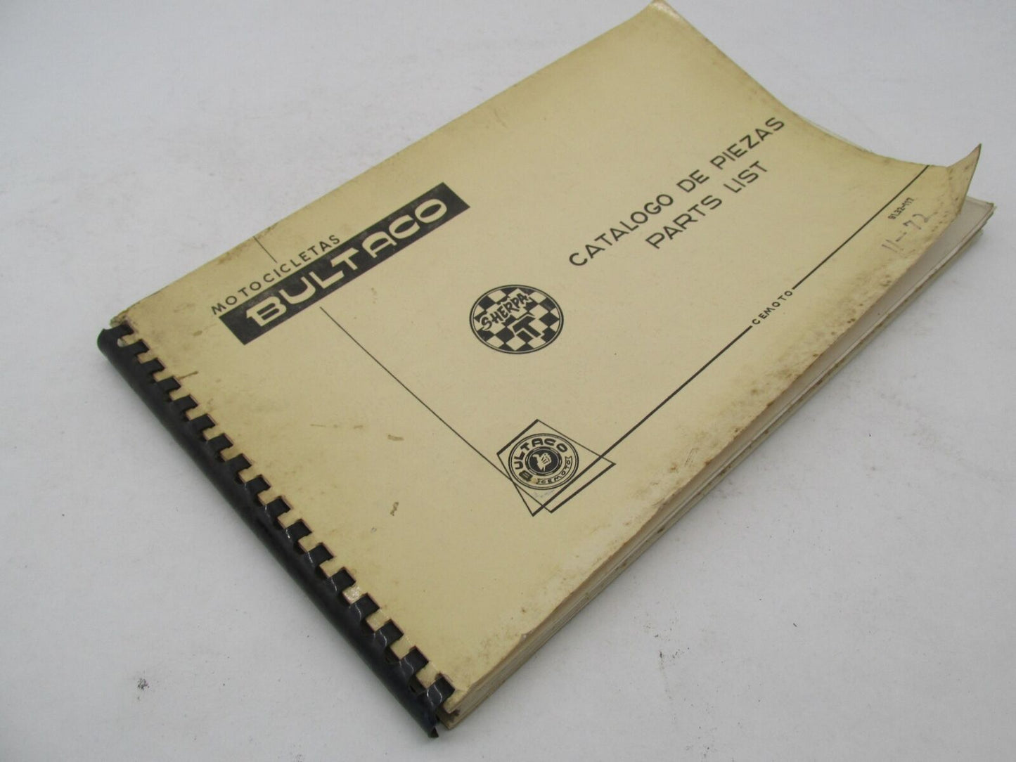 Bultaco Original Factory 1972 Sherpa T Parts Catalog List Manual 91.32-117