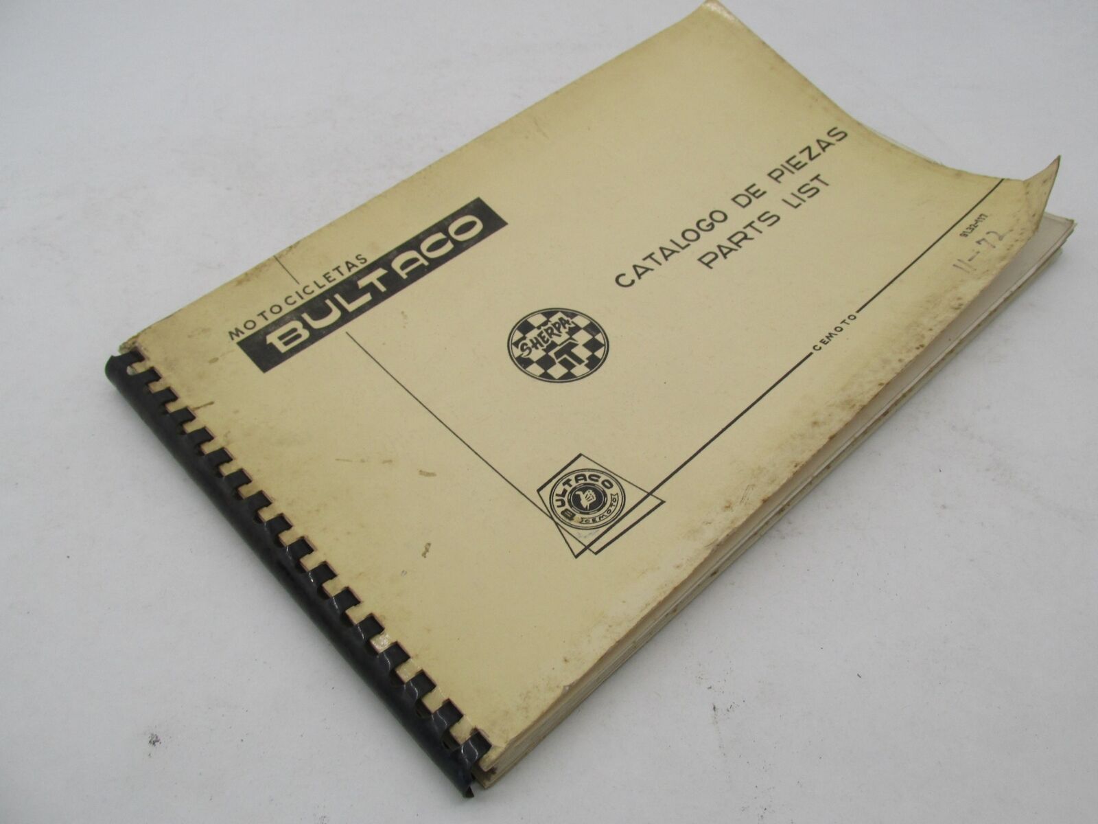 Bultaco Original Factory 1972 Sherpa T Parts Catalog List Manual 91.32-117