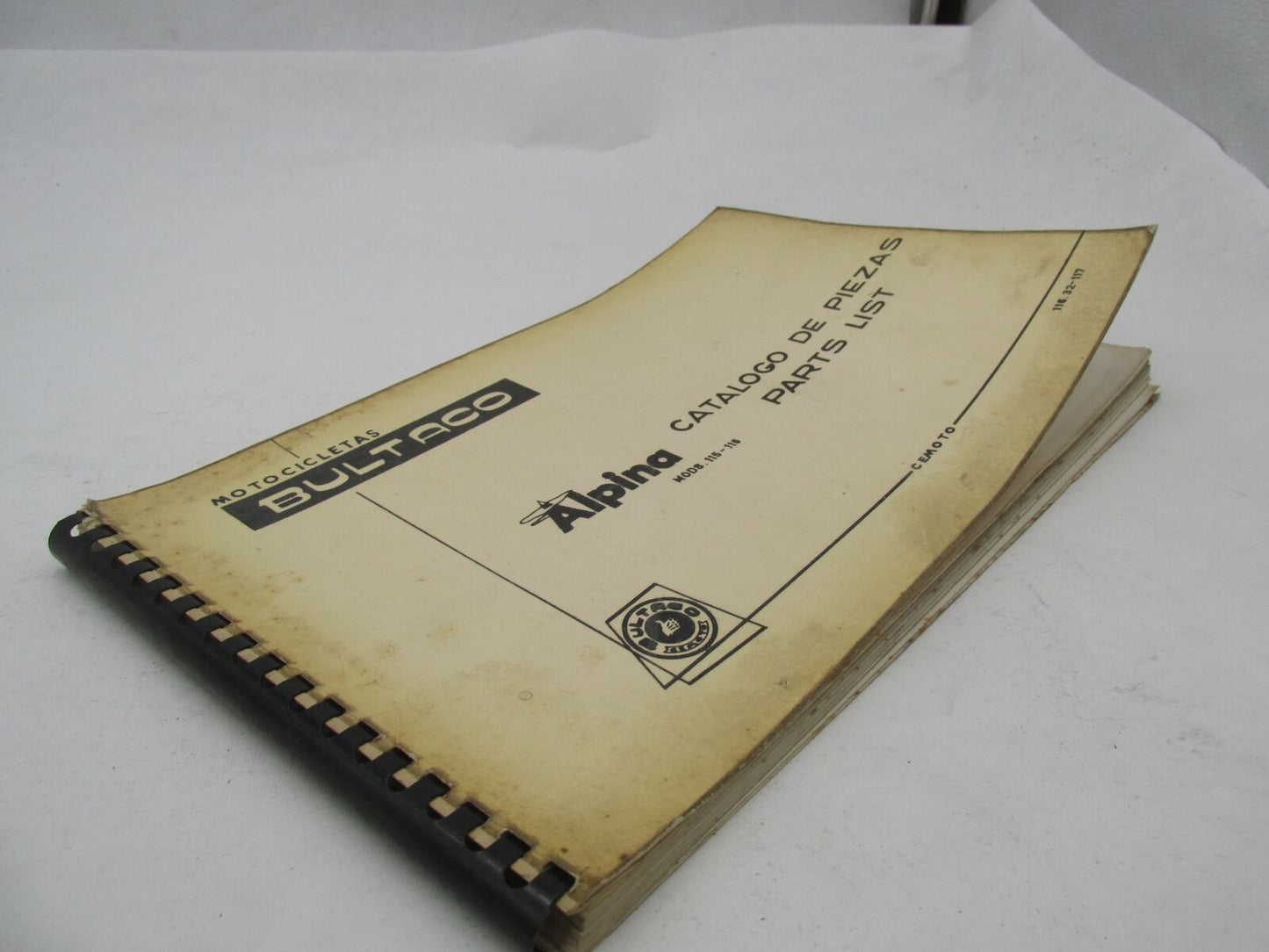 Bultaco Factory 1974 Alpina 115-116 Parts Catalog List Manual 116.32-117