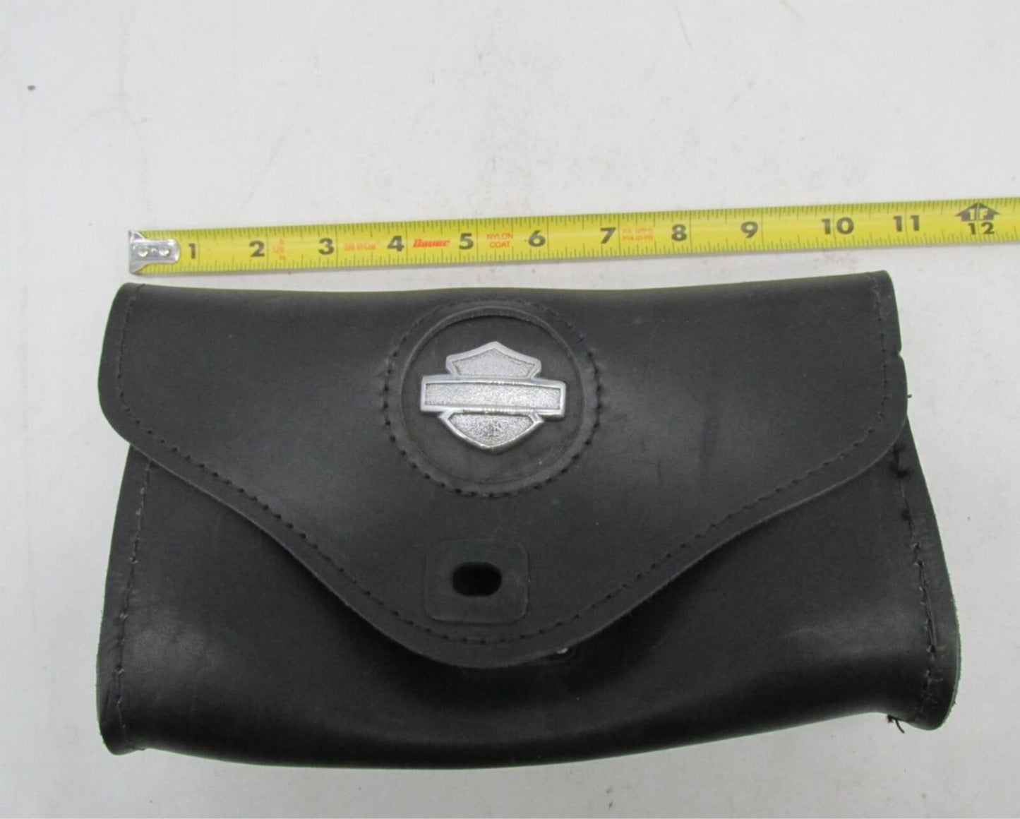 Harley Davidson Genuine Black Leather Winshield Pouch w/ Bar Shield Logo Emblem