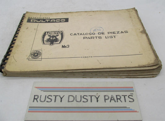 Bultaco Original Factory 1970 Lobito Mk3 Motorcycle Catalog Parts List Book