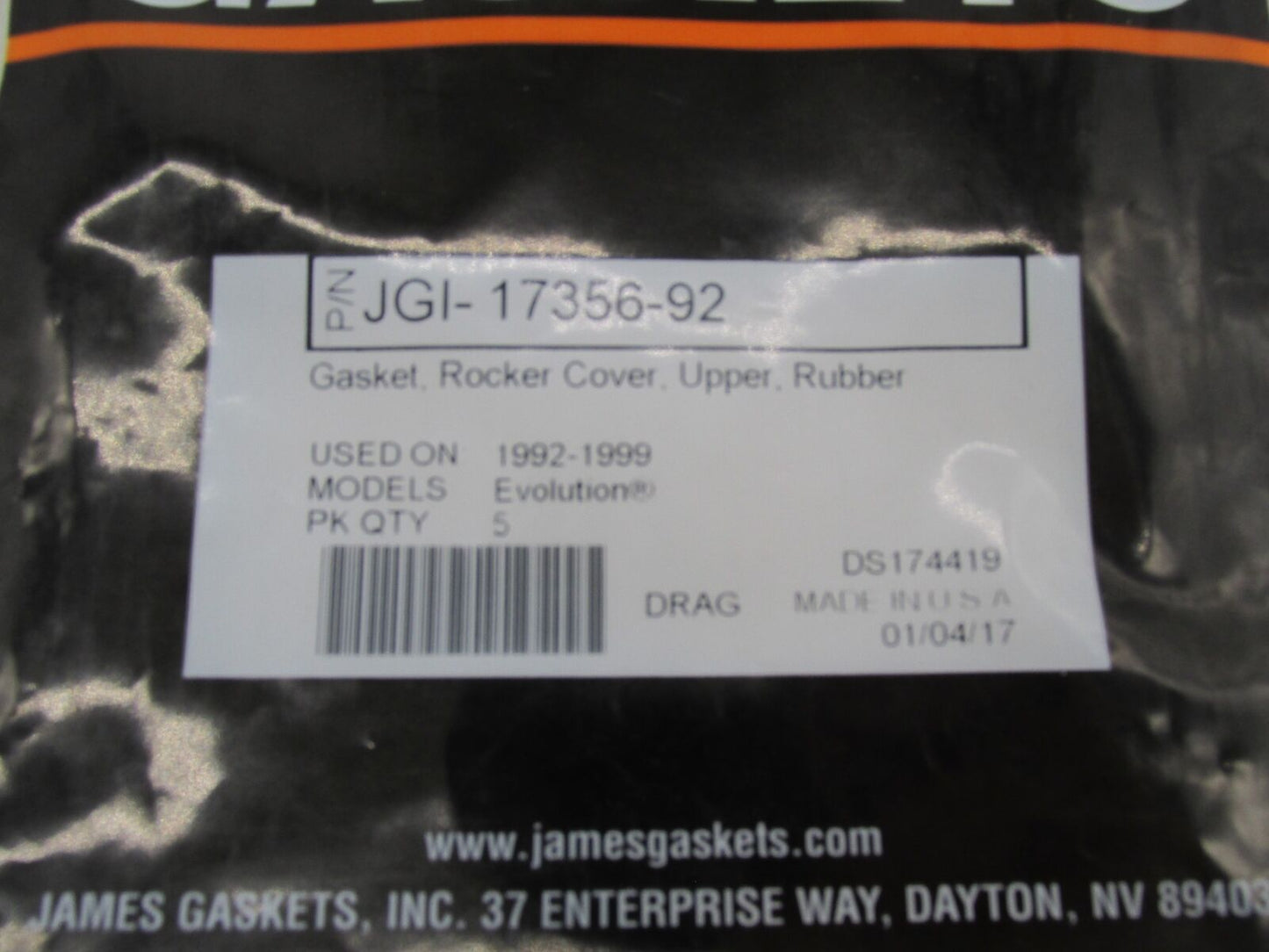 Lot of 4 Harley James Gaskets Rubber Upper Rocker Cover Gaskets JGI-17356-92