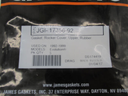 Lot of 4 Harley James Gaskets Rubber Upper Rocker Cover Gaskets JGI-17356-92