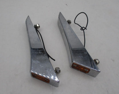 Set of 2 Harley Davidson Fender Chrome Strut Amber Chrome Side Marker Lights