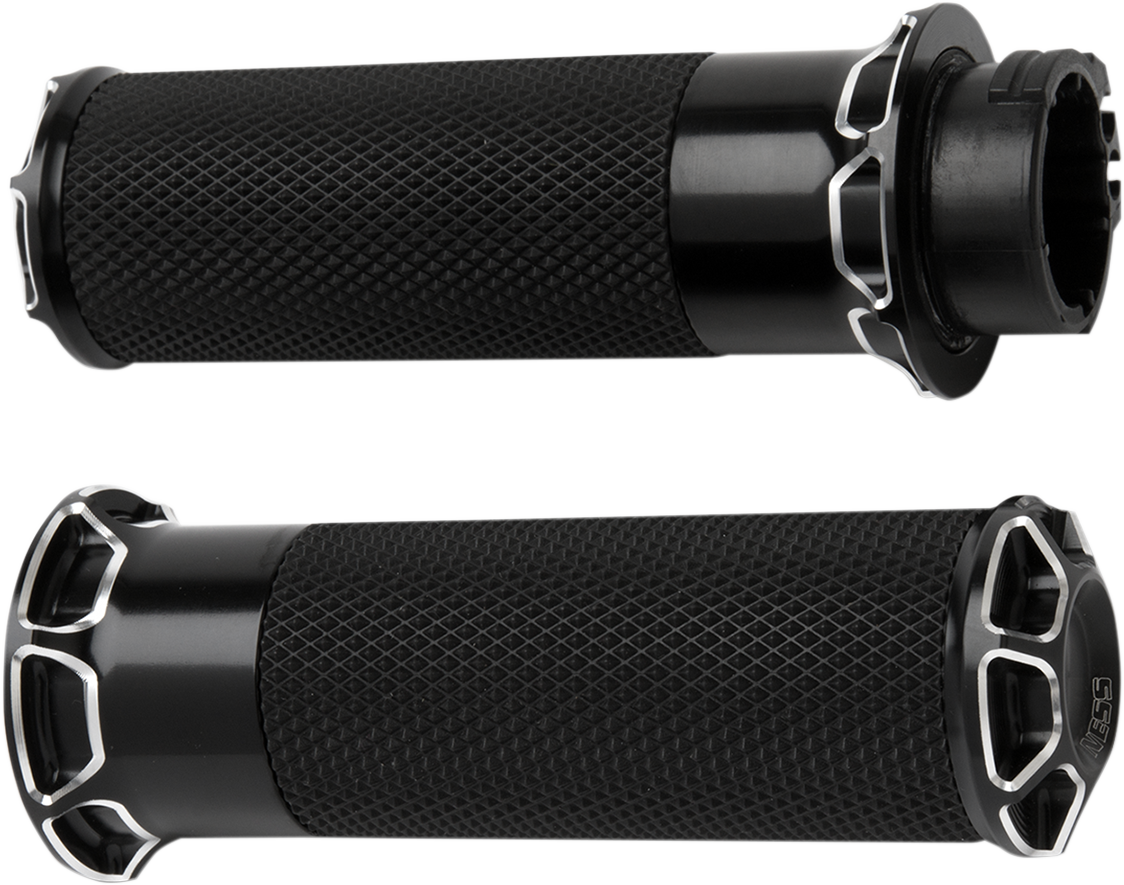 Arlen Ness Fly-By-Wire Fusion Series Grips Black Bevelled 07-329