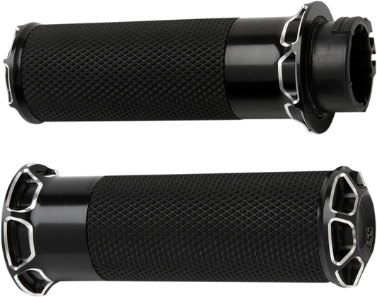 Arlen Ness Fly-By-Wire Fusion Series Grips Black Bevelled 07-329