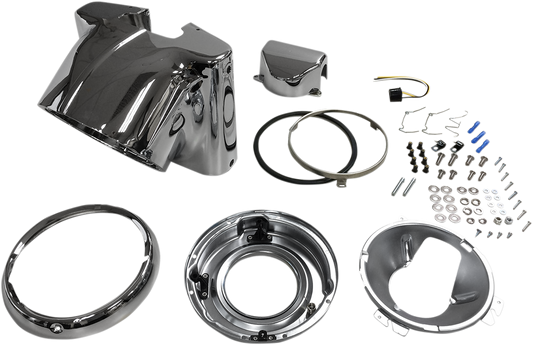 Drag Specialties Headlight Nacelle Kit for 7" Headlight Chrome 2001-1481