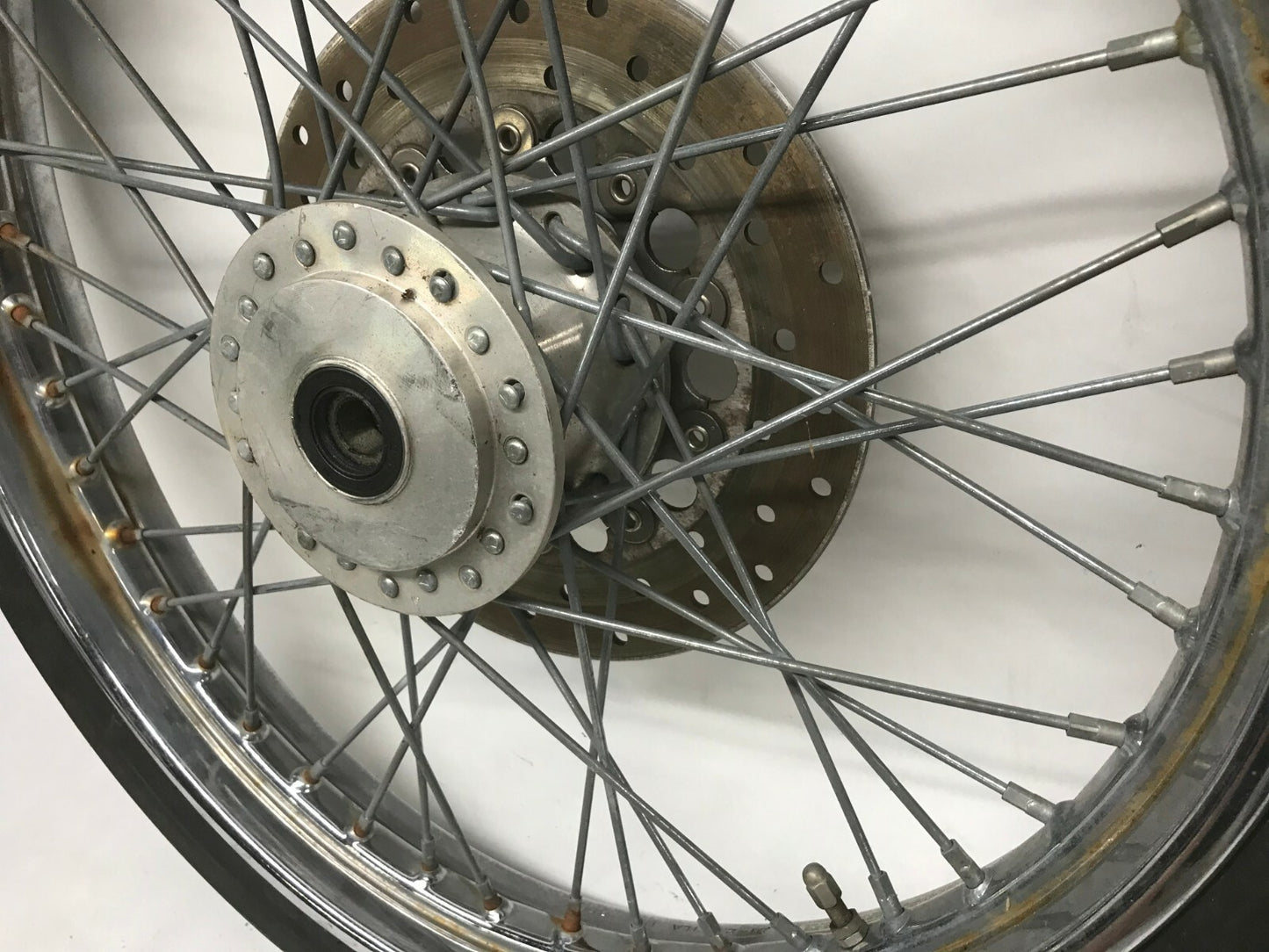 Harley Dyna 21in Front Wheel Rim T21-2.15 TLA w/ Tire & Rotor 44138-95