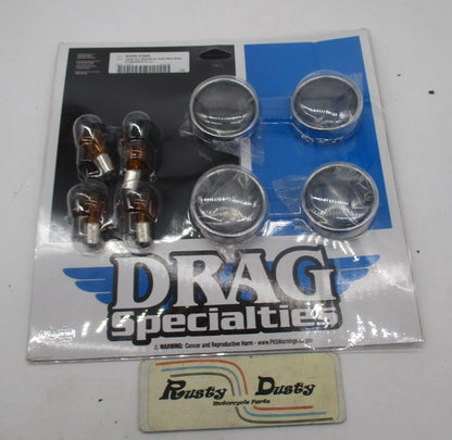 Drag Specialties HD 2020-0392 Smoke Turn Signal Lens Kit w/ Chrome Trim Rings