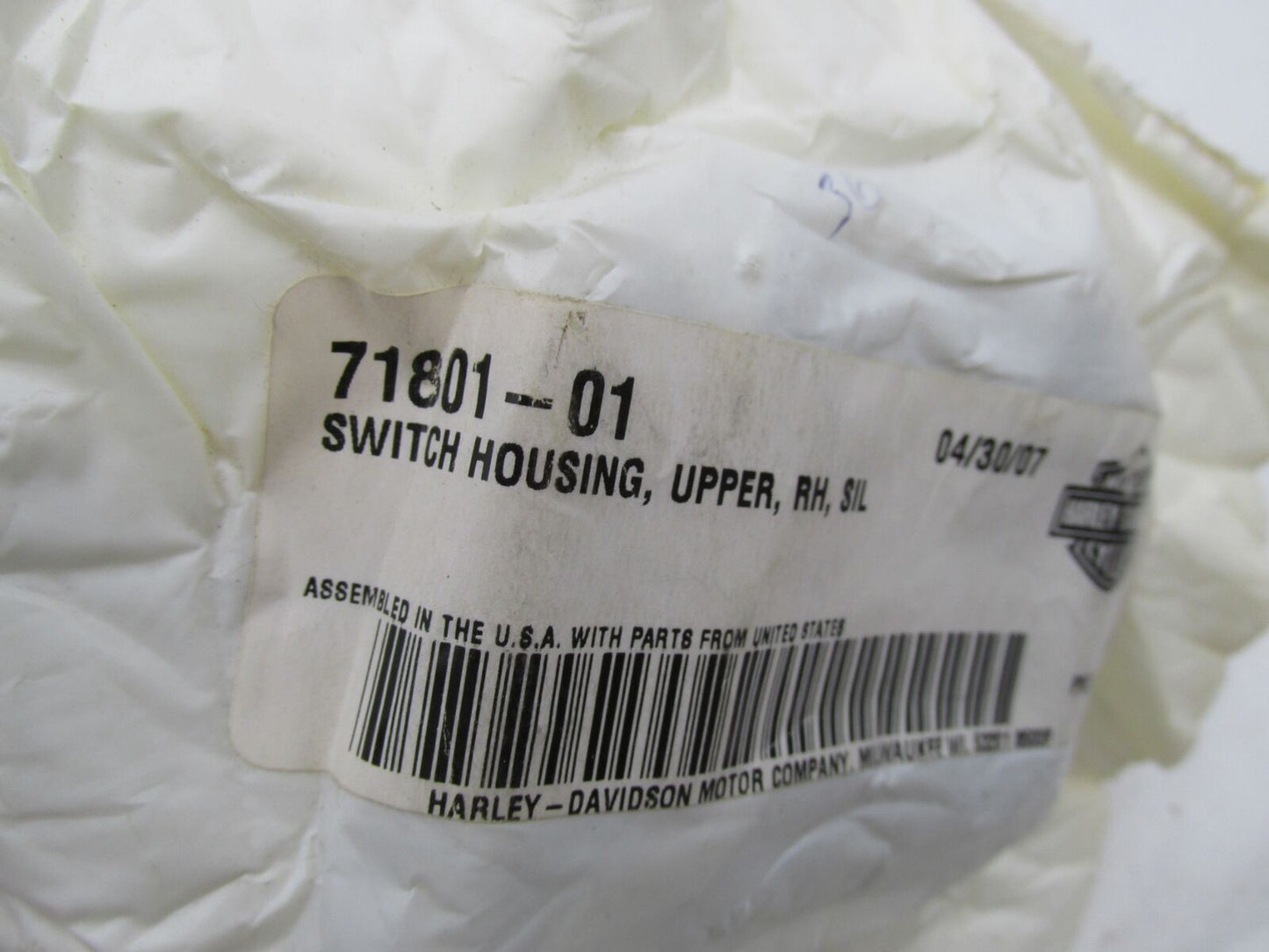 Harley Davidson Genuine NOS Silver Upper Right Hand Switch Housing 71801-01