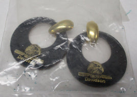 Harley-Davidson HD Leather Eagle Gold Color Earrings Jewelry