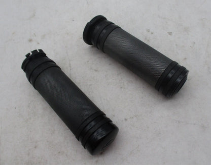 Pair of Harley Davidson Black Knurled Metal Handlebar Grips Missing Endcap