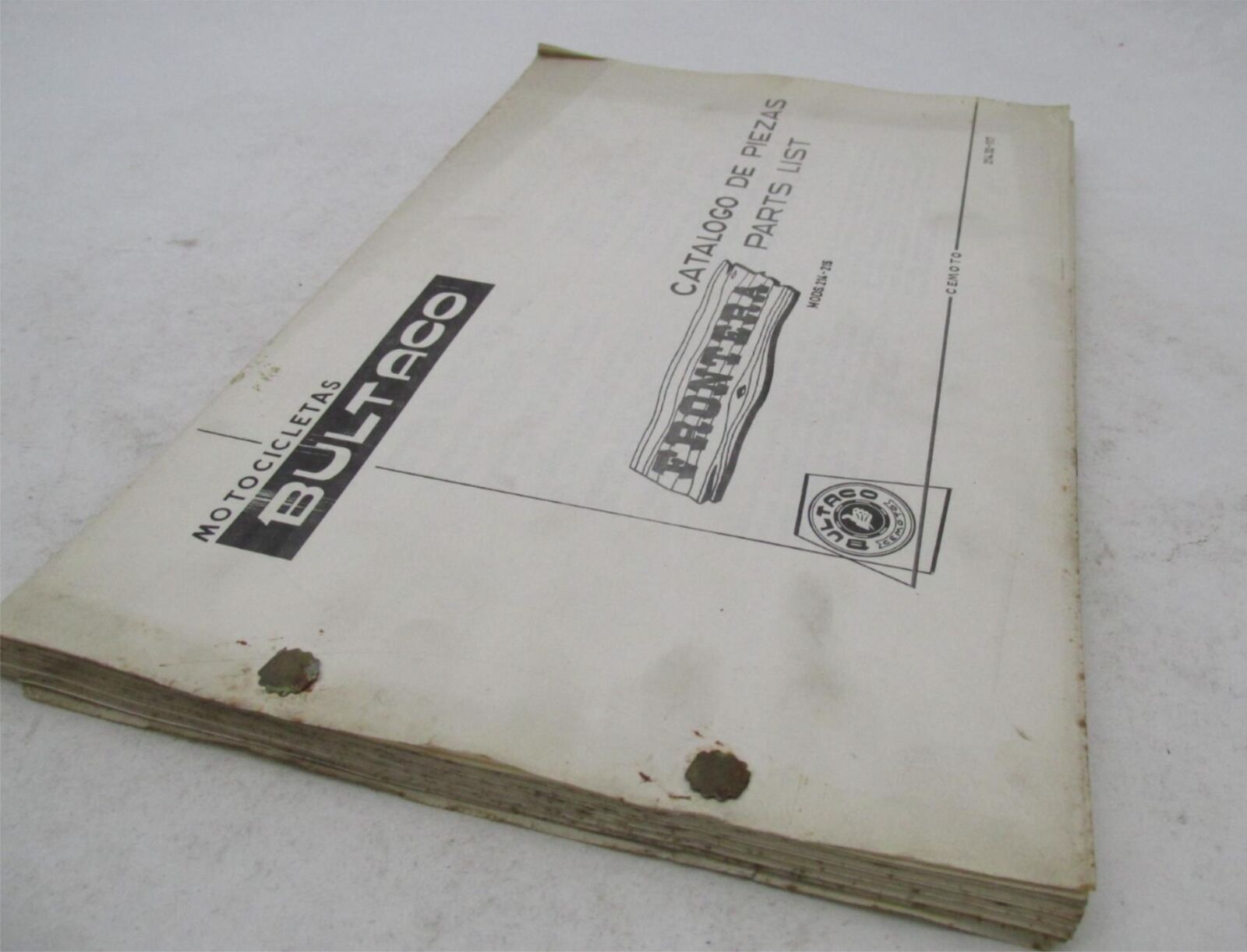 Bultaco Factory 1978 Frontera 214-215 Motorcycle Catalog Parts List Book