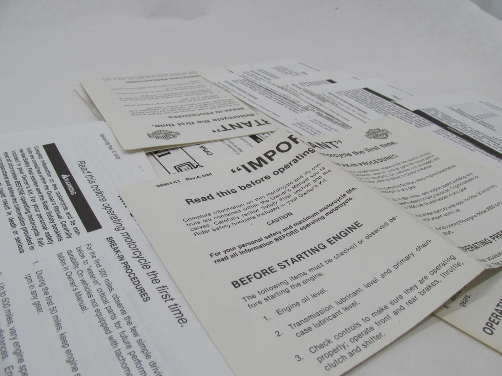 Huge Mixed Lot of Harley-Davidson Instruction Operation Literature 99984-98