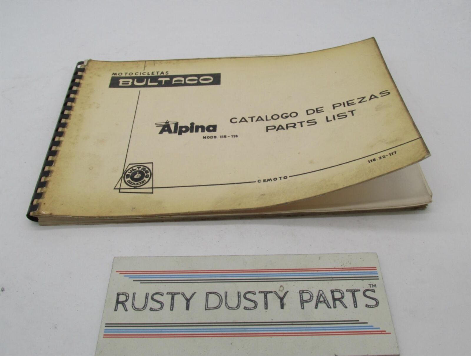 Bultaco Factory 1974 Alpina 115-116 Parts Catalog List Manual 116.32-117