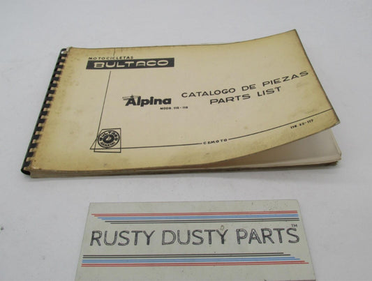 Bultaco Factory 1974 Alpina 115-116 Parts Catalog List Manual 116.32-117