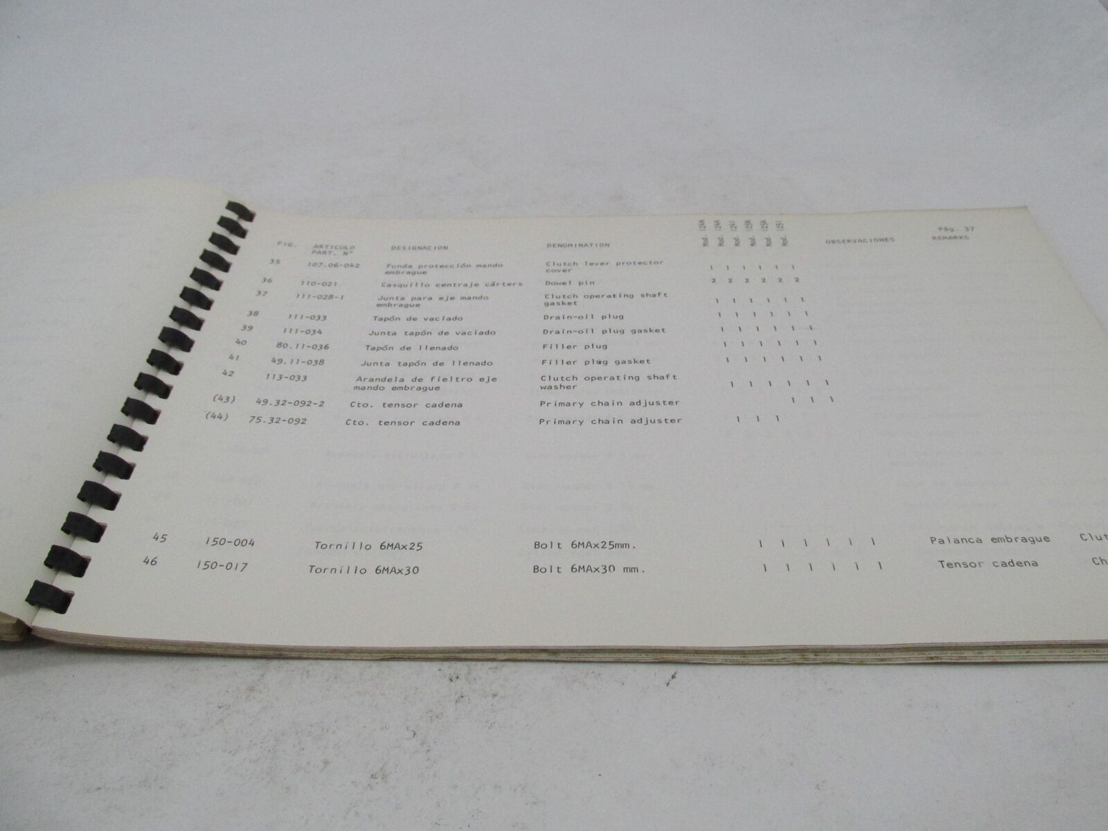 Bultaco Original Factory 1974 Sherpa T 124-125 Catalog Parts List 124.32-117