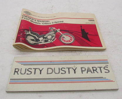 Harley-Davidson Official Factory 1986 5-Speed FXST Owner's Manual 99460-86