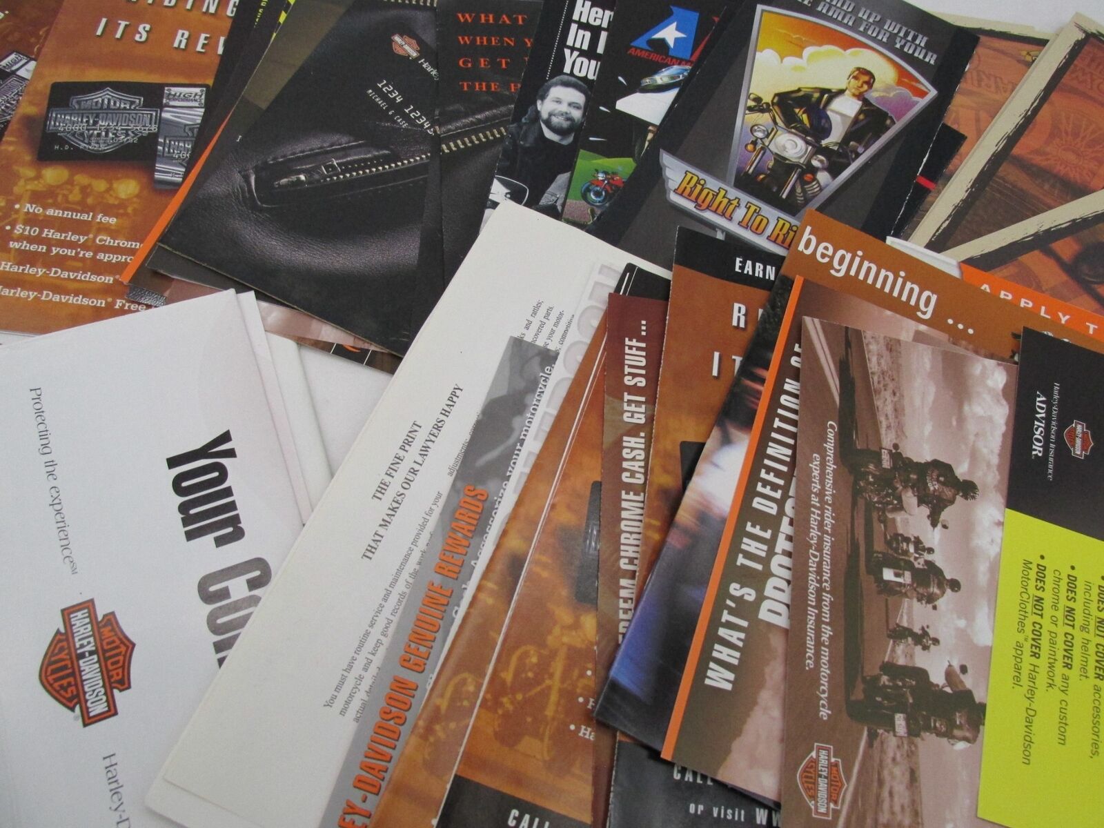 Huge Mixed Lot of Harley-Davidson Warranty AMA Credit Card Literature